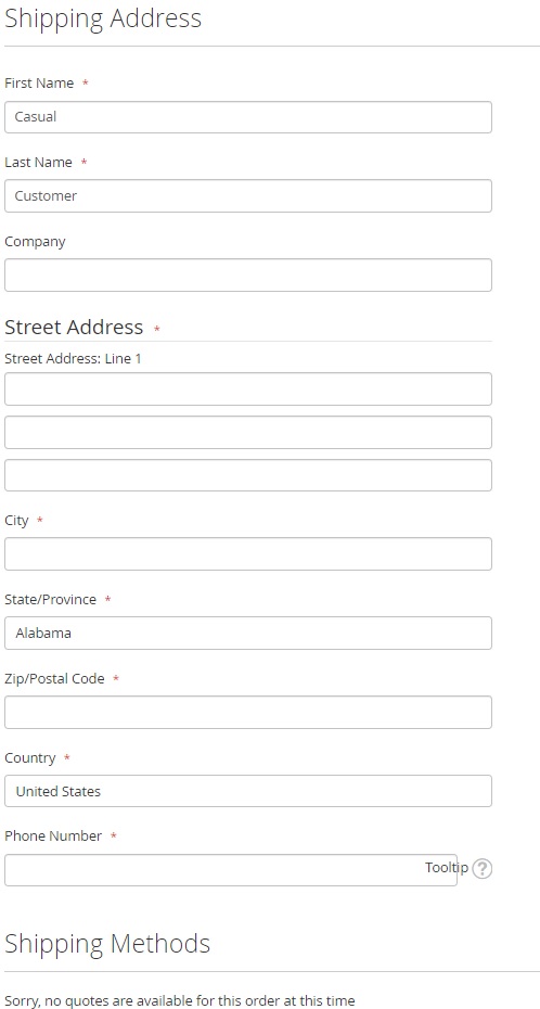 Checkout Shipping Address With Empty Fields Image