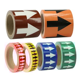 Directional Flow Arrow Tape, Color-Coded, 6 Mil, Adhesive Vinyl, 1 Roll