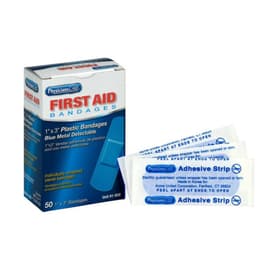 First Aid Only&reg; Blue Metal Detectable Plastic Bandages, 1" x 3", 50/Box
