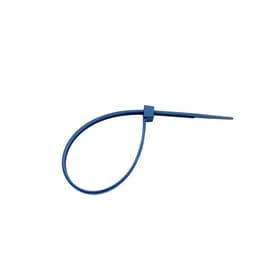 Metal Detectable Cable Ties, Nylon with Stainless Steel Lock, Blue, 100/Pack