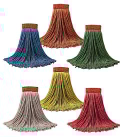 Blended Cut-End Wet Mop Head, Narrow 1-1/4" Band, Color-Coded, Disposable, 1 Each