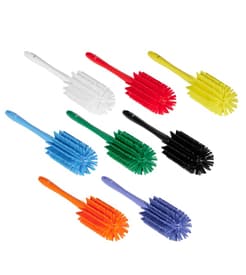 Vikan® Bottle Brush, Color-Coded, 3.1" Dia x 16.9"L, Medium Polyester Bristles, Polypropylene Block, 1 Each