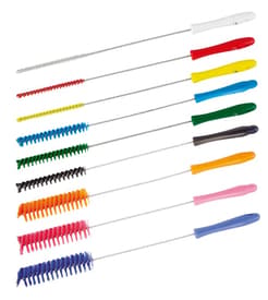Vikan&reg; Tube and Valve Brush, Color-Coded, Stiff Polyester Bristles, Stainless Steel/Polypropylene Handle, 1 Each