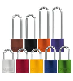 ABUS Aluminum Padlock, Keyed Different, Color-Coded, 2" Body, 1/4" Dia Shackle, 1 Each