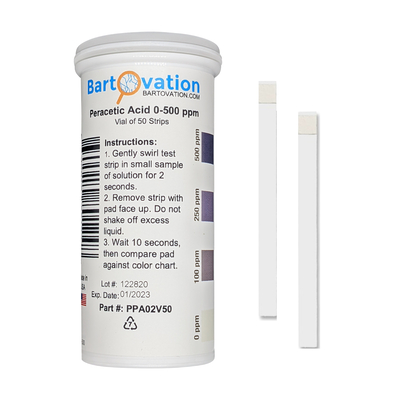 Bartovation Peracetic Acid Test Strips, 0-500 ppm