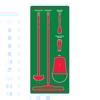 Wet Zone Store-Boards™ 5S Shadow Boards, Color-Coded, Accushield™ FBX, 30"W x 68"H