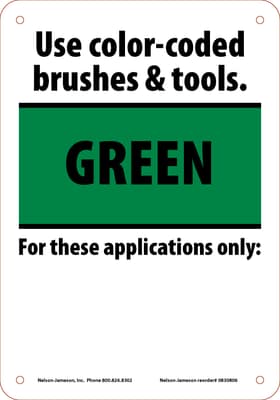 Color-Coded Sign, 10" x 7", Plastic