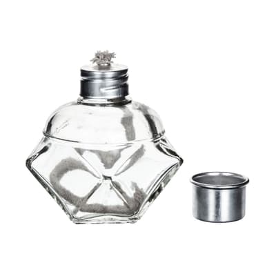 Eisco Labs Glass Alcohol Burner Lamp with Metal Cap and Fiber Wick, 120 mL
