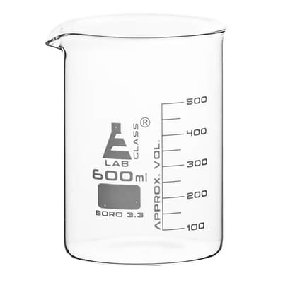Eisco Scientific Beaker, Low Form, Borosilicate Glass, 100 mL