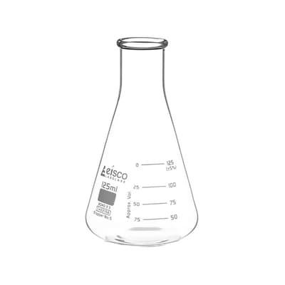 Eisco Scientific Erlenmeyer Flask, Narrow Neck, Borosilicate Glass, 125 mL