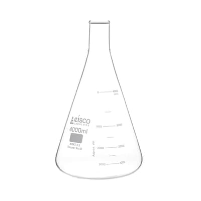 Eisco Scientific Erlenmeyer Flask, Borosilicate Glass, 4,000 mL