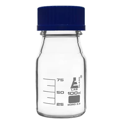Eisco Scientific Reagent Bottle, Borosilicate 3.3 Glass, 100 mL