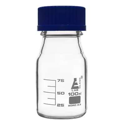 Eisco Scientific Reagent Bottle, Borosilicate 3.3 Glass, 100 mL
