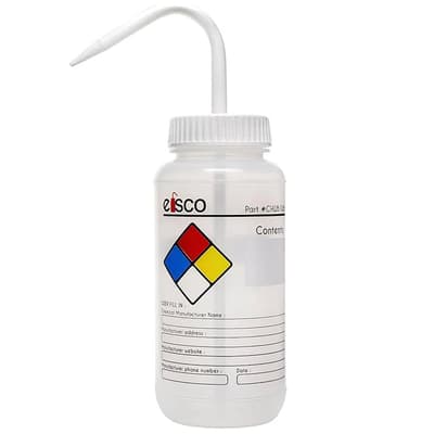 Eisco Scientific Chemical Wash Bottle, Self-Venting, Blank Label, 500 mL
