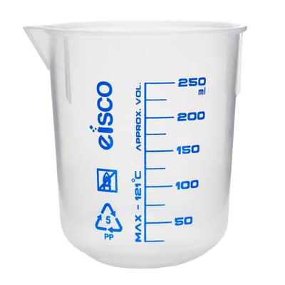 Eisco Scientific Measuring Beaker, Polypropylene, 250 mL