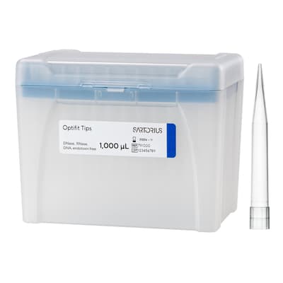 Sartorius® Optifit Pipette Tips, Racked, Sterile, Color-Coded