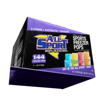 All Sport Body Quencher Freezer Pops, Assorted Flavors, 3 oz, 144/Case