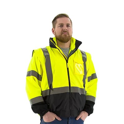 75-1383 High-Vis 8-in-1 Waterproof Jacket with Detachable Hood, ANSI Class 3, Type R, 1 Each
