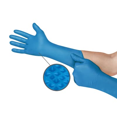 MICROFLEX® Mega Texture 93-283 Nitrile Disposable Gloves, 8 Mil, Blue, Powder-Free