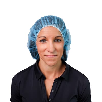 BOUFFANT CAP BLUE 24IN POLYPROPYLENE 100/BG