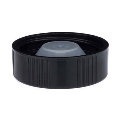33-400 Round Ribbed Phenolic Cap with PE Cone Liner, Not Sterile, Black, 1 Each