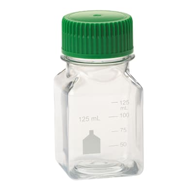 CELLTREAT® Square Media Bottles, PET, 125 mL