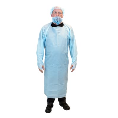 The Safety Zone® Coat Apron, Blue, Polyethylene, 4.5 Mil