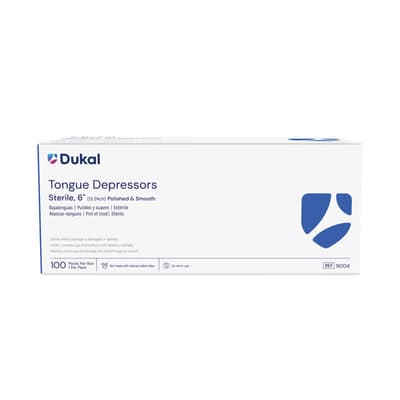 Dukal 6" Tongue Depressors Senior, Wood Shaft, Sterile, 100/Box
