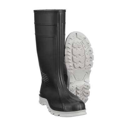 Heartland Footwear Work Tuff Safety Boots, EH Certified, 15", PVC Blend, Black, Waterproof, 1 Pair