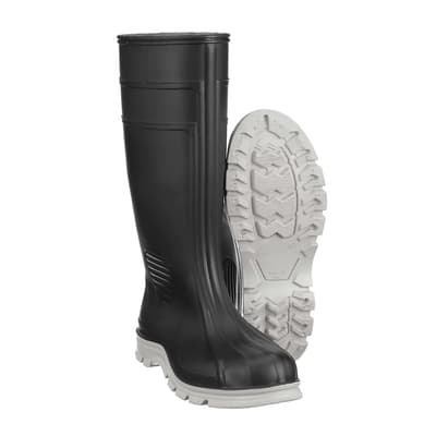 Heartland Footwear Work Tuff Safety Boots, EH Certified, 15", PVC Blend, Black, Waterproof, 1 Pair