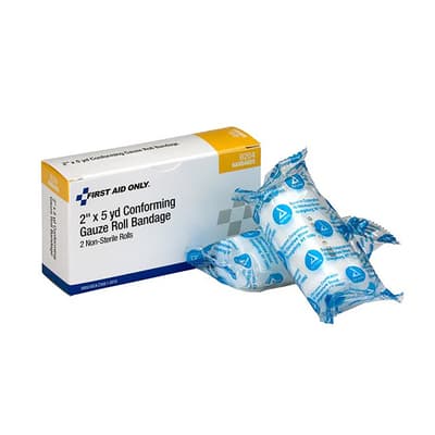 First Aid Only® Conforming Gauze Roll, 2" x 4 Yards, White, Non-Sterile, 2 Rolls/Box