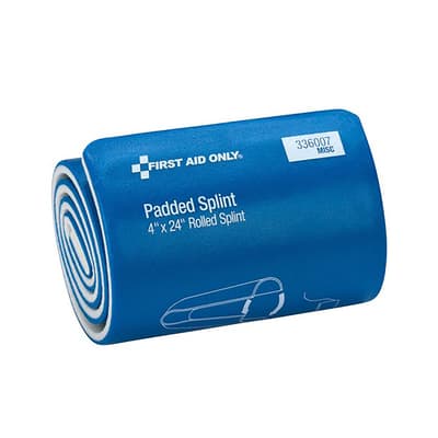 First Aid Only® Padded Splint, 4" x 24", Blue, 1 Each