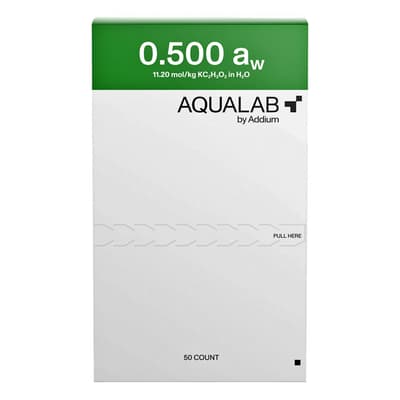 Water Activity Standards, 0500 aw, 11.20 mol/kg KC2H3O2 in H20, 50 Tubes/Box
