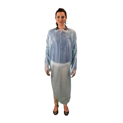Keystone® Safety Disposable CPE Gown, Blue, 4 Mil, 47", 100/Case