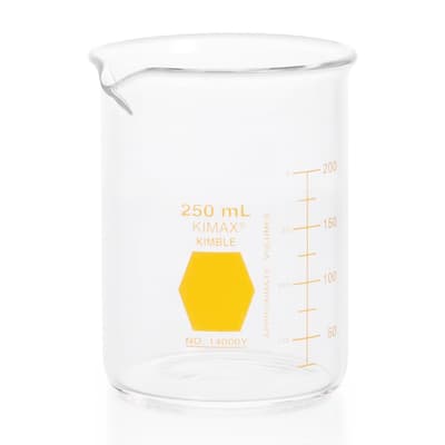 KIMBLE® KIMAX® Colorware Low-Form Beakers, Borosilicate Glass, 250 mL