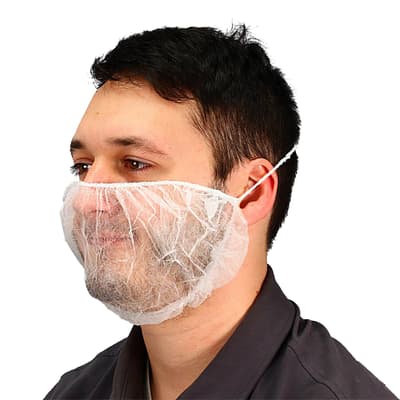 White Polypropylene Beard Cover, 19" Large, 100/Bag; 10 Bags/Case