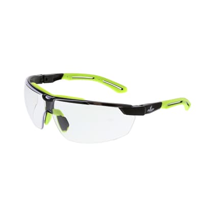 MCR Safety Klondike® KD7R Series, UV-AF® Anti-fog Coating, Half Frame  with Integral TPR Brow, Black & Lime Frame with Clear Lens, 1/Pair