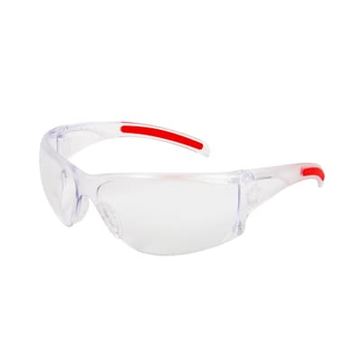 MCR Safety Hulk® HK1 Series Safety Glasses, UV-AF® Anti-Fog Coating, Clear & Red Frame with Clear Lens, 1/Pair