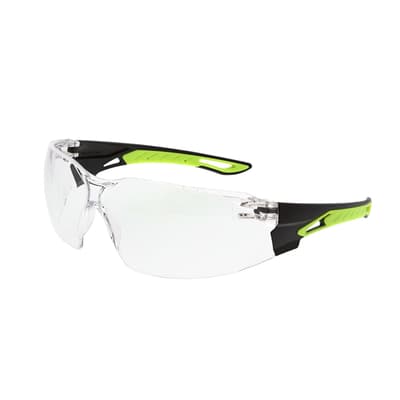 MCR Safety Hulk® HK5 Series Safety Glasses, Duramass® Hard Coat Coating, Black & Lime Frame with Clear Lens, 1/Pair