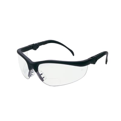 MCR Safety Klondike® KD3 Safety Glasses, 1.5 Magnifier, Duramass® Hard Coat Coating, Black Frame with Clear Lens, 1/Pair
