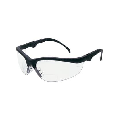 MCR Safety Klondike® KD3 Safety Glasses, 1.5 Magnifier, Duramass® Hard Coat Coating, Black Frame with Clear Lens, 1/Pair