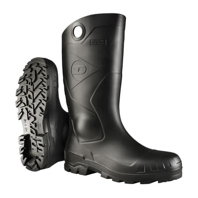Dunlop® Chesapeake Safety Boots, 14", PVC, Black, Waterproof, BAY-Loc Outsole, 1 Pair