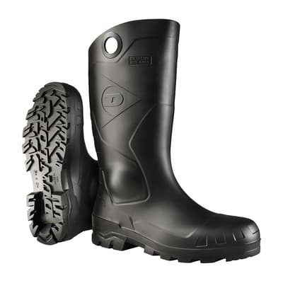 Dunlop® Chesapeake Safety Boots, 14", PVC, Black, Waterproof, BAY-Loc Outsole, 1 Pair