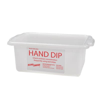 Hand Dip Pan with Label, White, 10"L x 7"W x 5"H, 1 Each