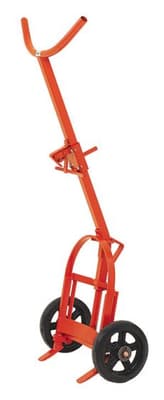 Challenger Self-Standing Drum Truck with Steel Wheels, 1000-lb Capacity, Orange, Steel