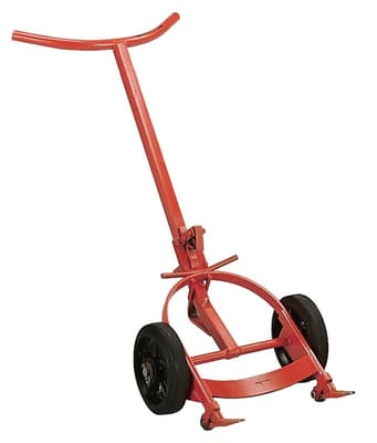 Hustler Drum Truck with Rubber Wheels, 1000-lb Capacity, Orange, Steel