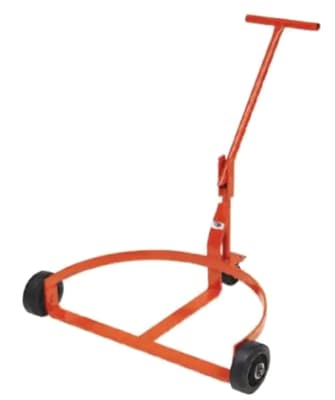 Low Profile Drum Truck with Hinged Handle, 1000-lb Capacity, Orange, Steel