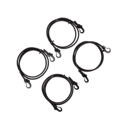 60" Black Adjustable Hanging Nylon Straps with Co-Polymer Hooks, Use with Leak Diverter Tarp, Bag of 4 