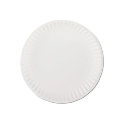 Ribbed Paper Plates, Uncoated, Medium-Weight, 1000/Case