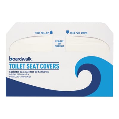 Boardwalk® Premium Toilet Seat Covers, 1/2 Fold, 250/Sleeve, 20 Sleeves/Case
